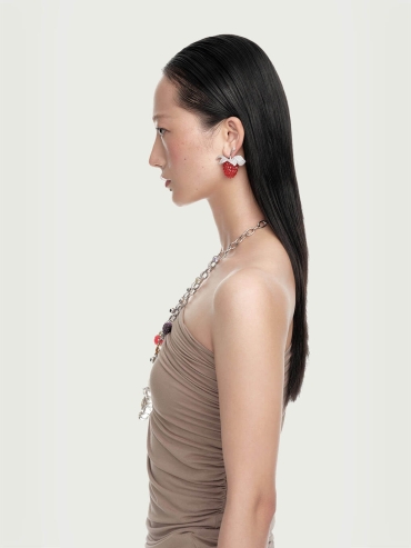 Silver Strawberry Earring - Single