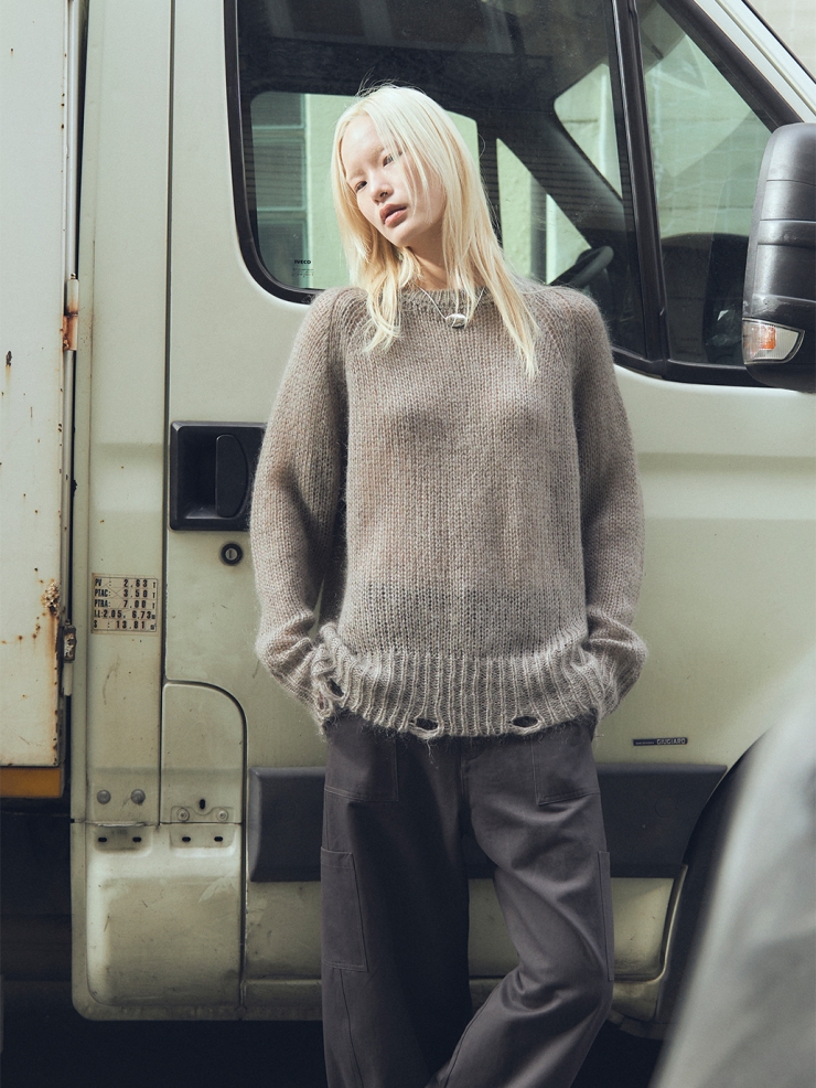 Tea Loose Knit Distressed Sweater