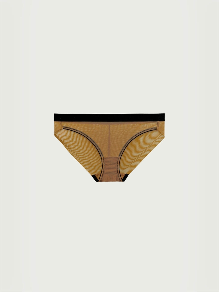 Yellow Stretch Mesh Midrise Briefs
