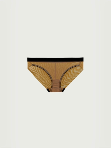 Yellow Stretch Mesh Midrise Briefs