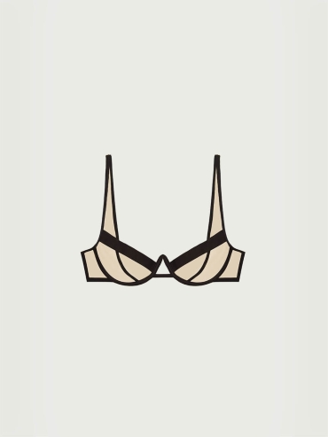 Beige Stretch Mesh Underwire Bra
