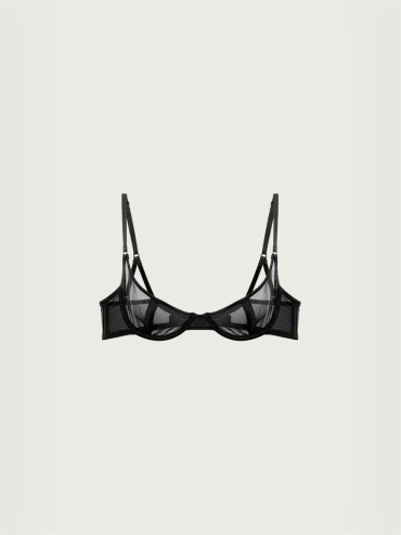 Black Stretch Mesh Demi Underwire Bra