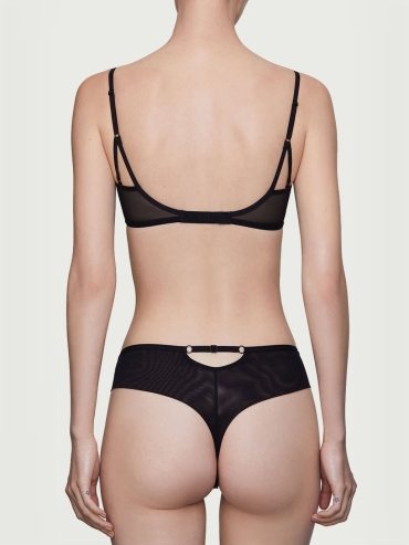 Black Stretch Mesh Demi Underwire Bra