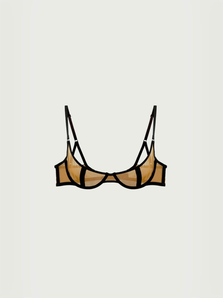 Yellow Stretch Mesh Demi Underwire Bra