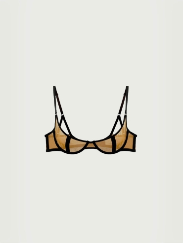 Yellow Stretch Mesh Demi Underwire Bra