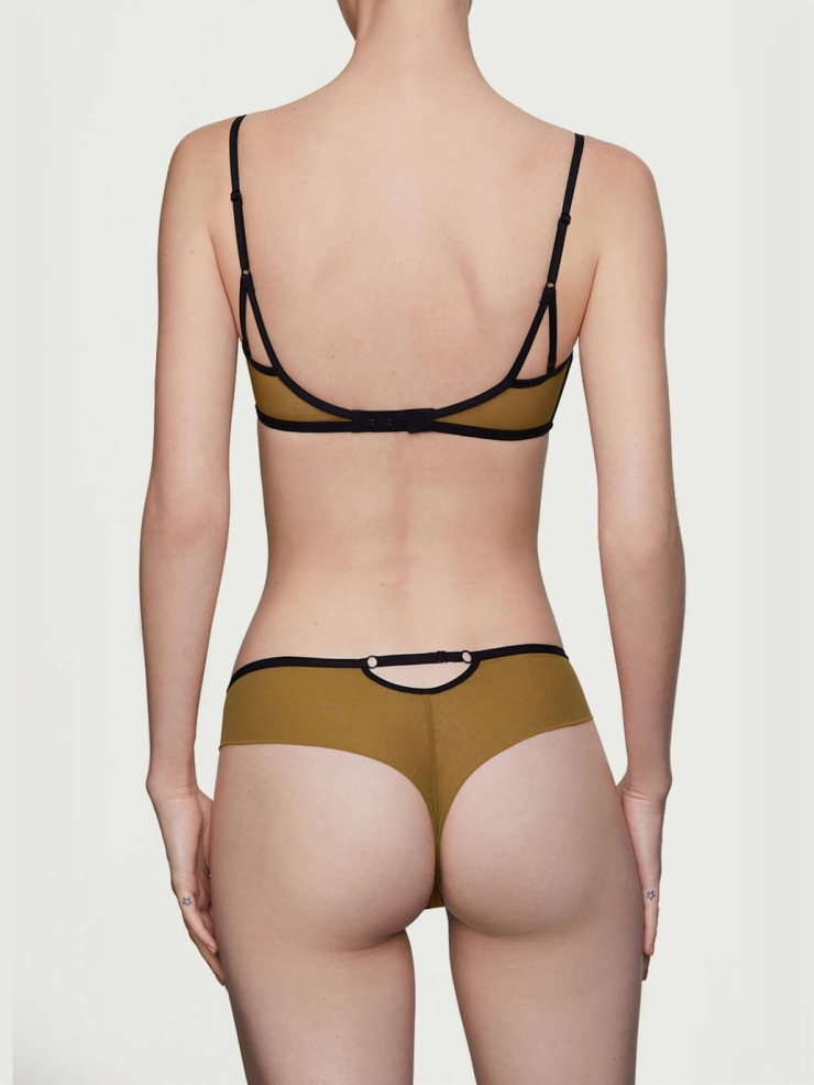Yellow Stretch Mesh Demi Underwire Bra