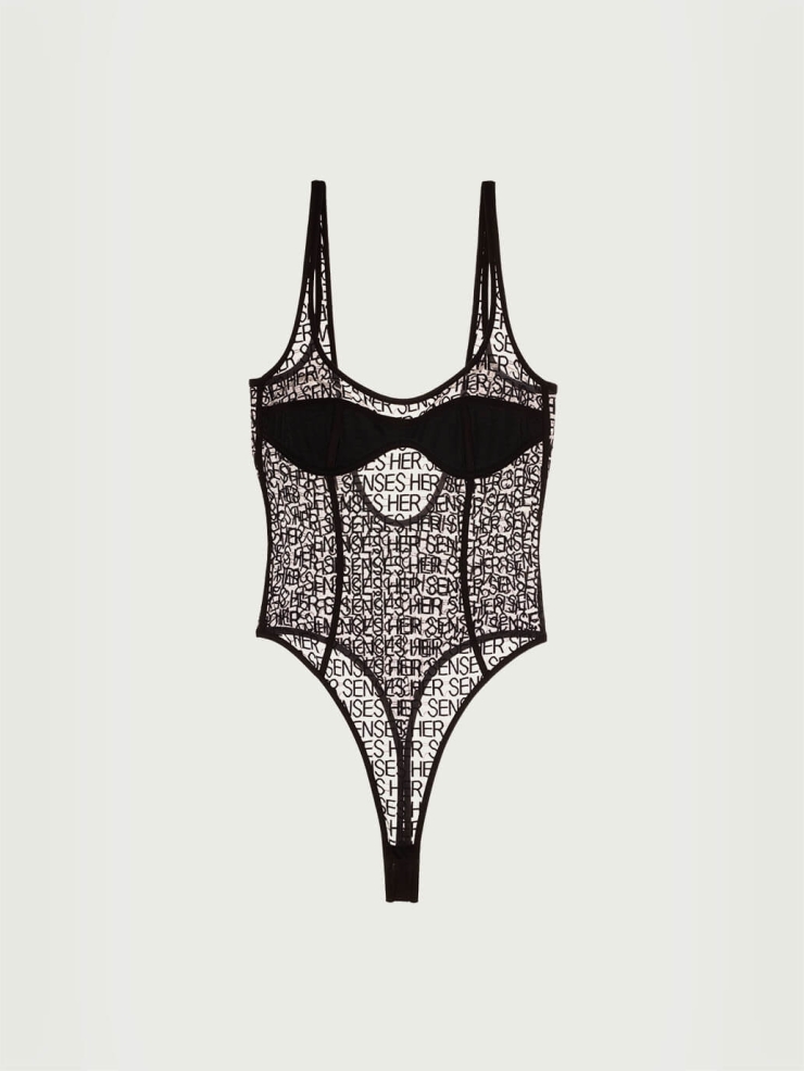 Black LOGO Mesh Jumpsuit