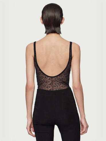Black LOGO Mesh Jumpsuit