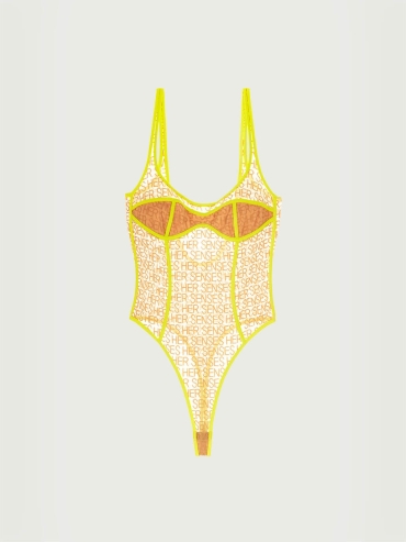 Neon Yellow LOGO Mesh Jumpsuit