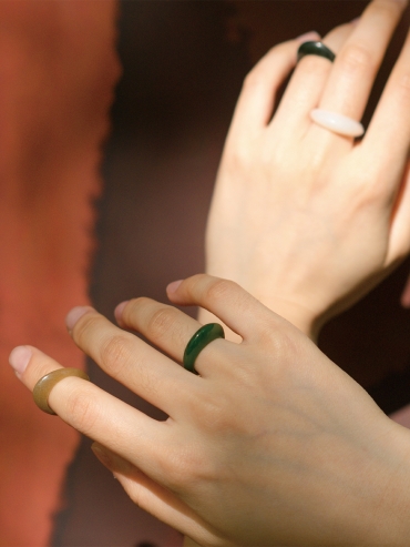 White nephrite jade ring