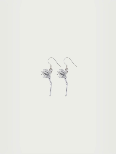 Silver Frosty Flower Ear Hooks