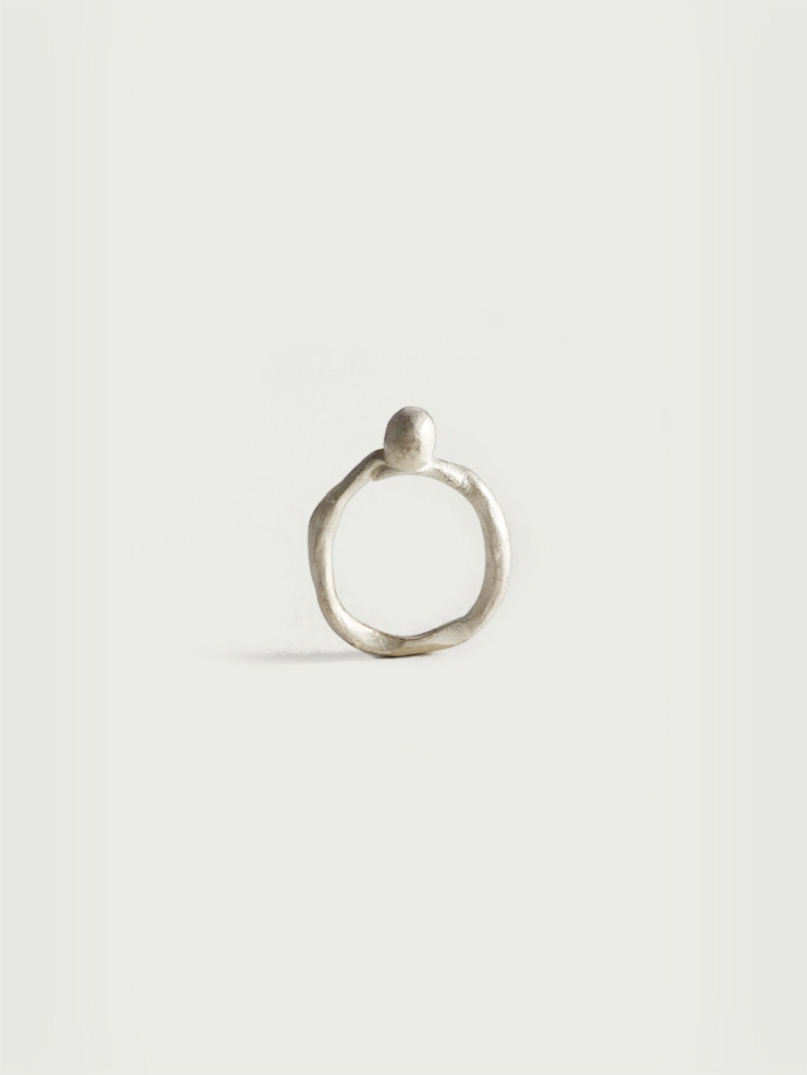 Mini matte silver stone ring