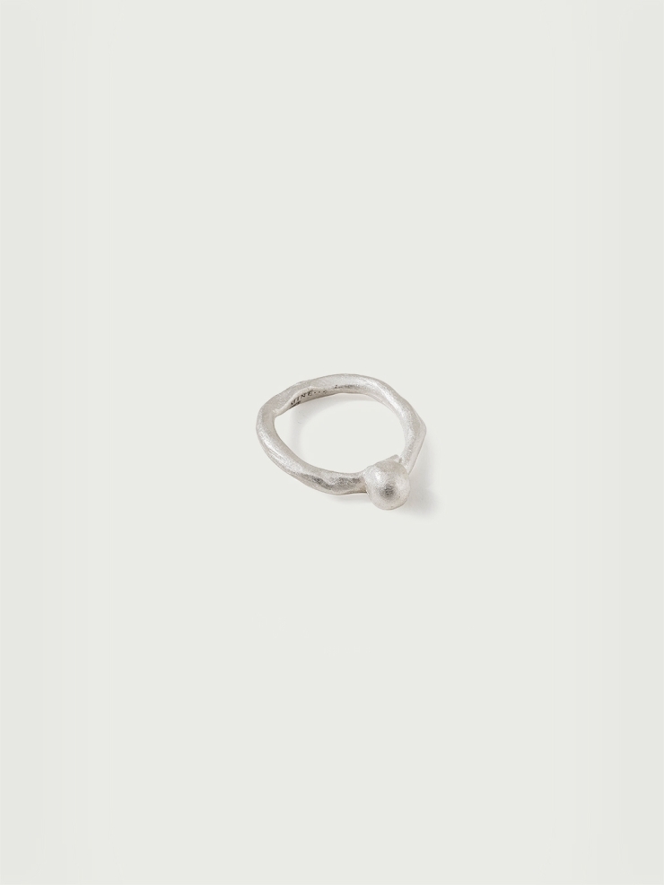 Mini matte silver stone ring