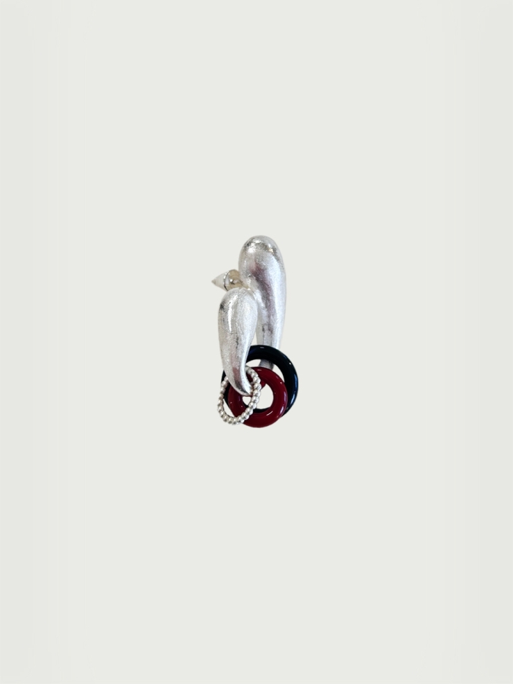 Triple earrings witth agate