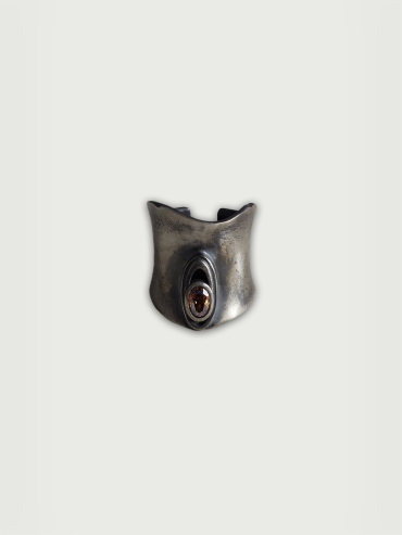 Brown zircon stone wide ring