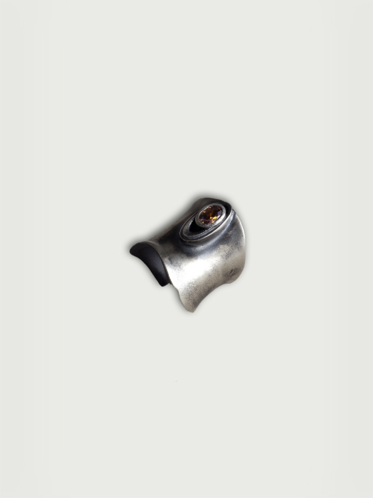 Brown zircon stone wide ring