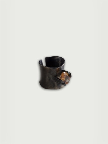 Brown zircon lean stone wide ring