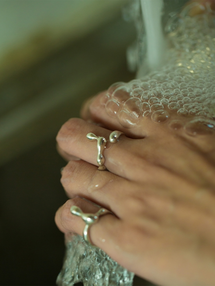 Water drop silver ring