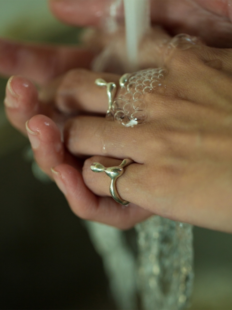 Water drop silver ring