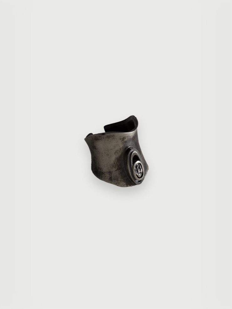 Silver stone wide ring