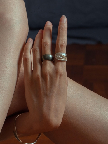 Silver orchid triple wrapped ring