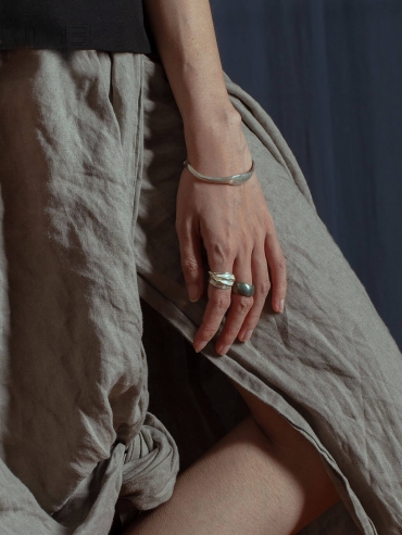 Silver orchid triple wrapped ring