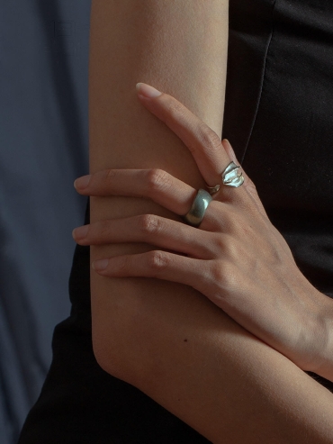 Silver orchid triple wrapped ring