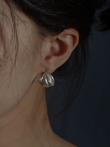 Silver orchid triple wrapped earrings