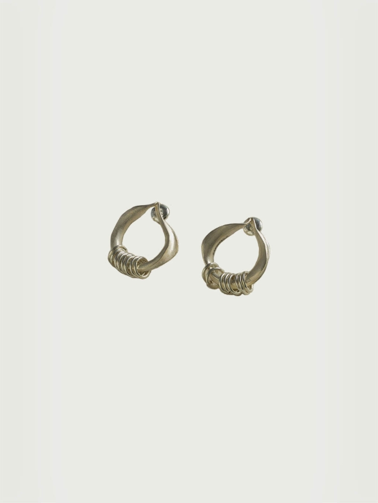 Silver orchid hoop earrings