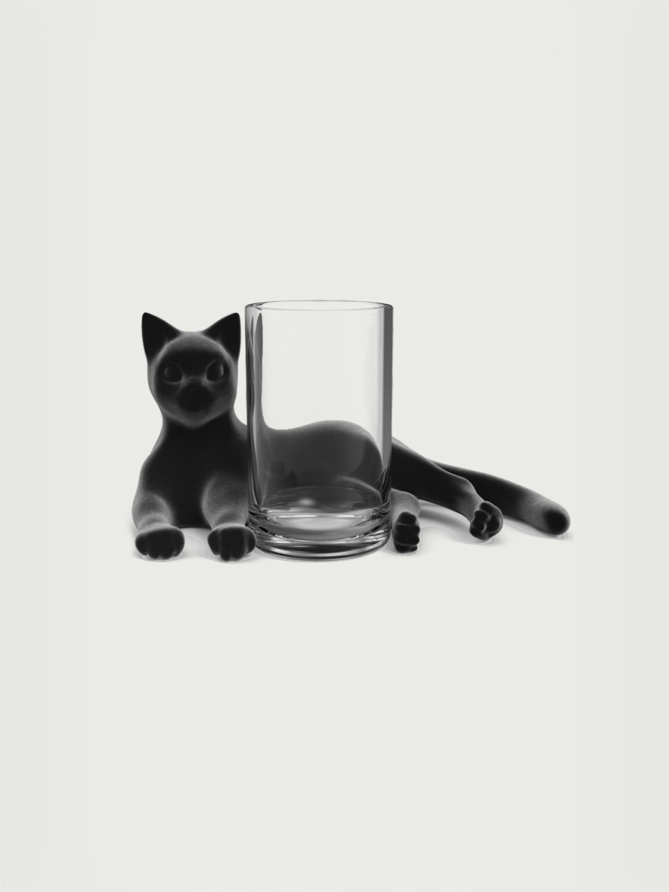 Cat toy / velvet black cat vase holder