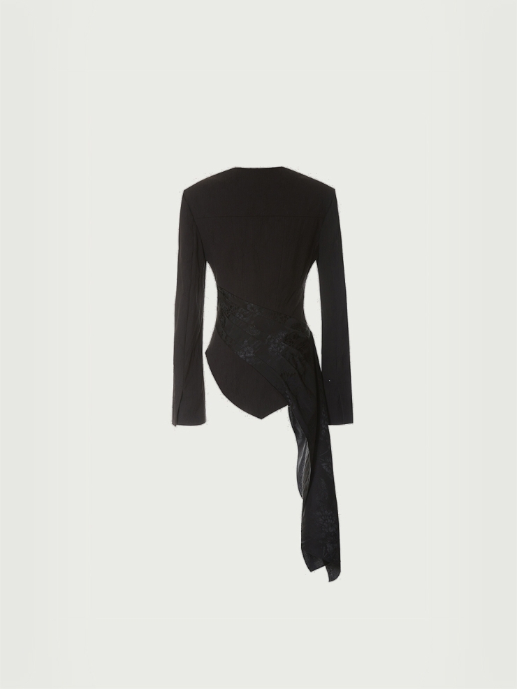 Black silk asymmetric top