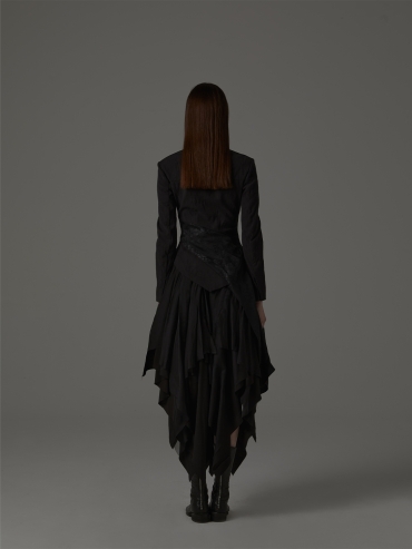 Black silk asymmetric top