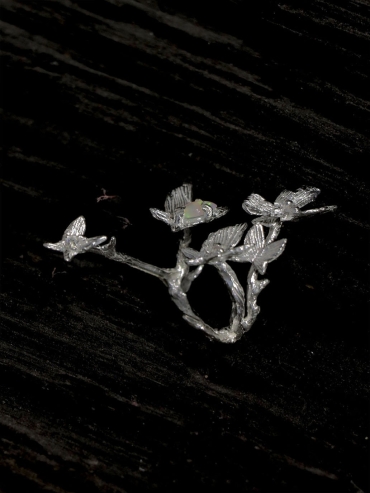 White Many Butterflies Ring