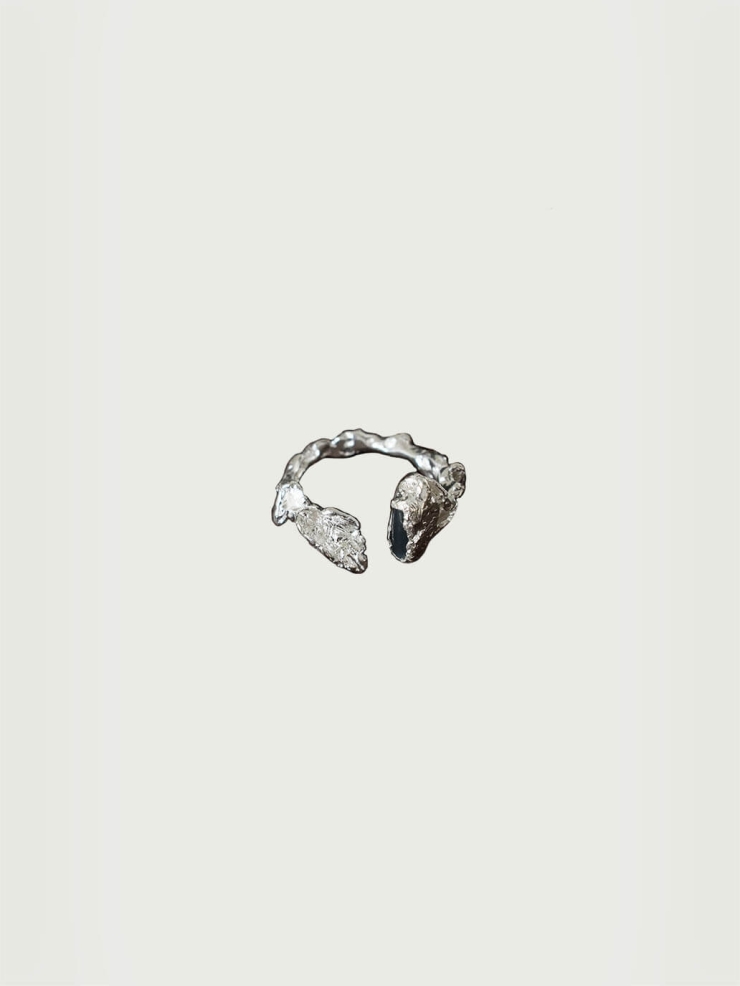 Silver White Leaf Ring