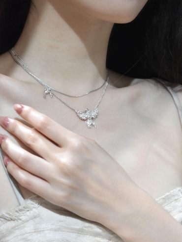 Silver Two Little Birds Necklace