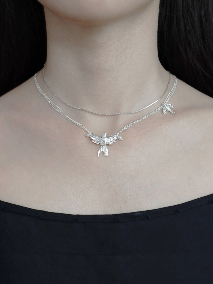 Silver Two Little Birds Necklace