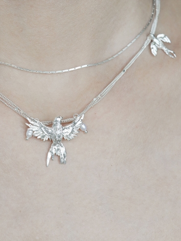 Silver Two Little Birds Necklace