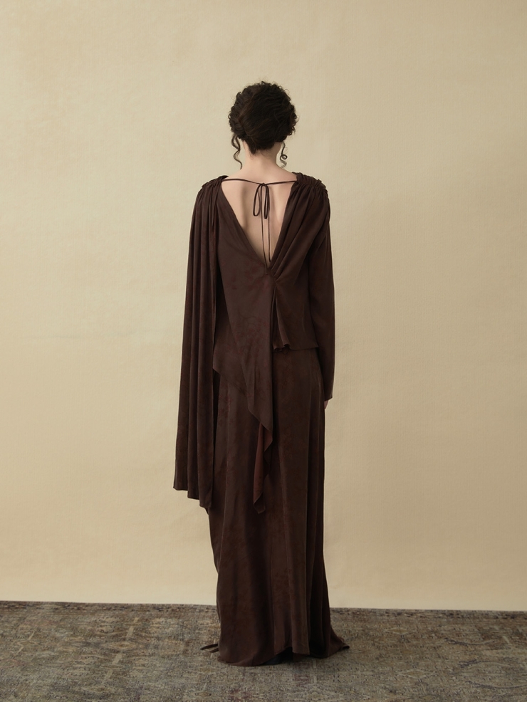 Brown strapping maxi skirt