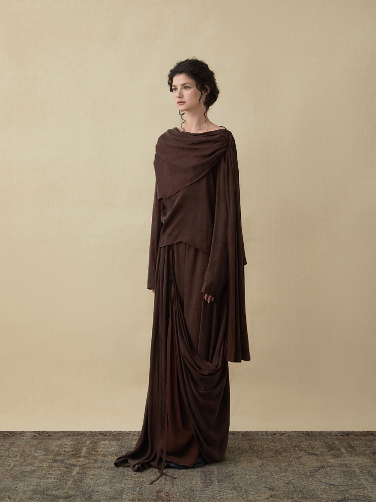 Brown strapping maxi skirt