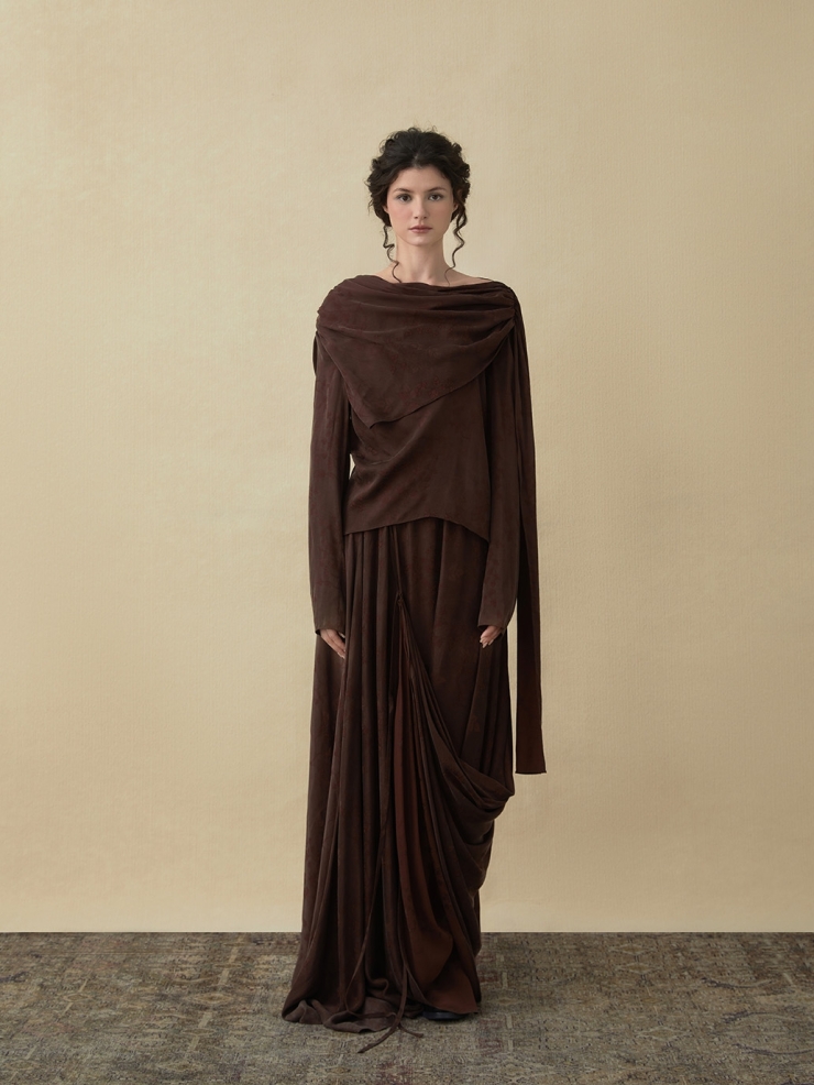 Brown strapping maxi skirt