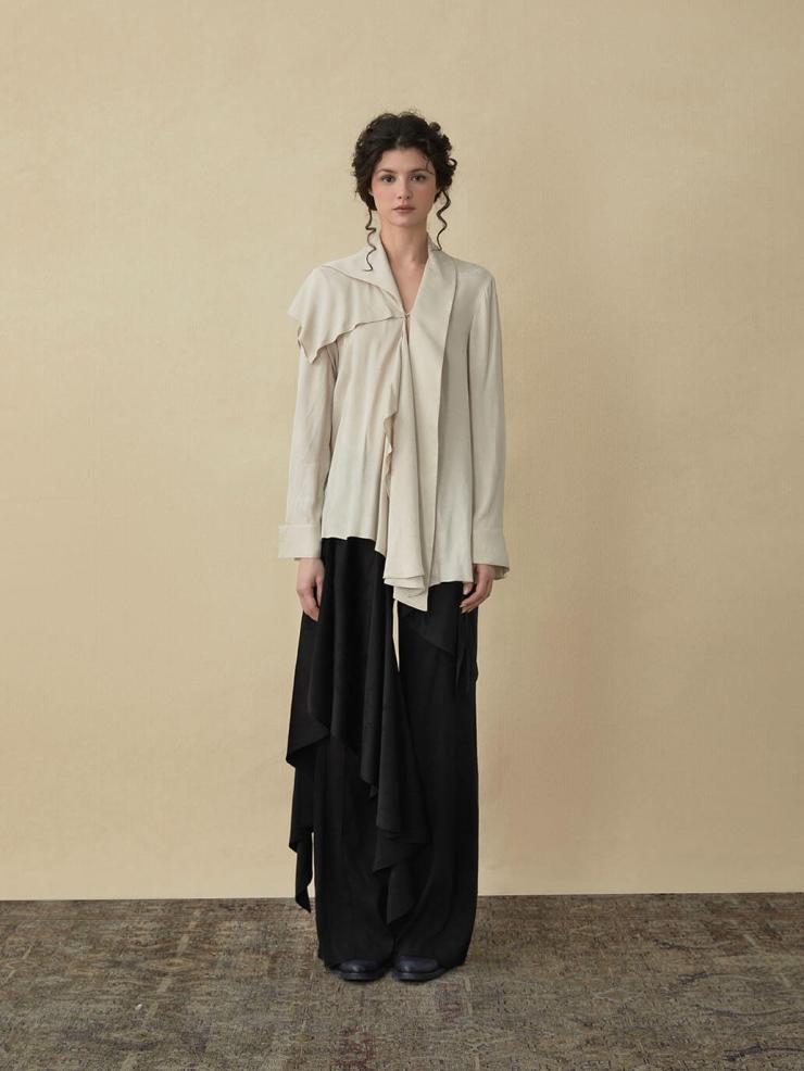 White cupro jacquard shirt