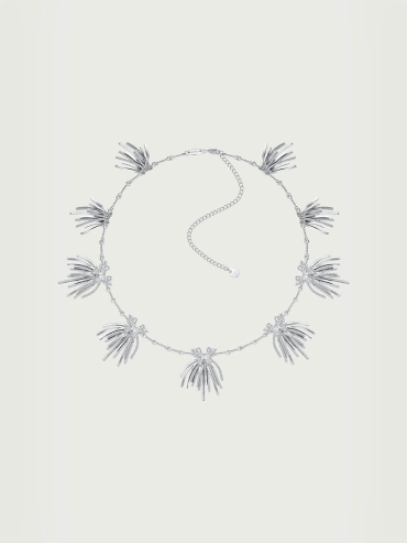 Silver multi-cluster tassel butterfly necklace