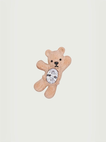 Wooden Beckoning Bear Hair Clip - Right