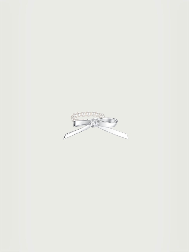 Metal Bowknot Pearl Soft Ring