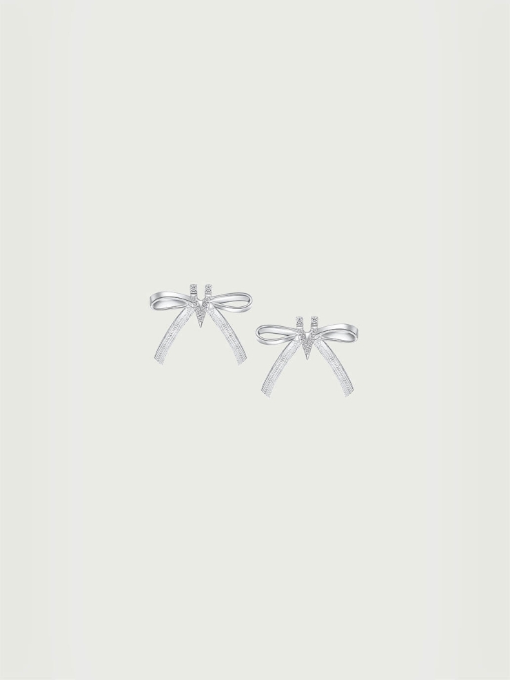 V Bowknot Ribbon Earrings