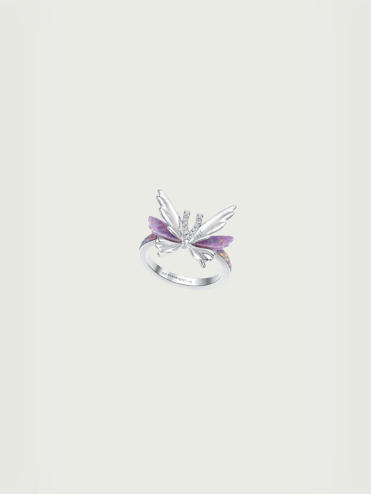 Purple Opal Butterfly Ring