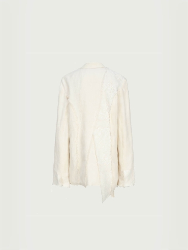 White Fake Two Piece Deconstructed Blend Suit