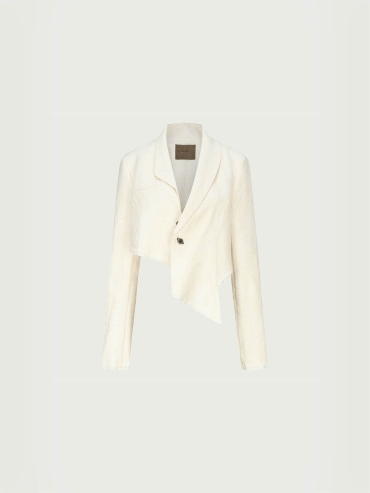 White Split Shaped Collar Jacket