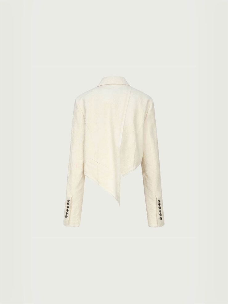 White Split Shaped Collar Jacket