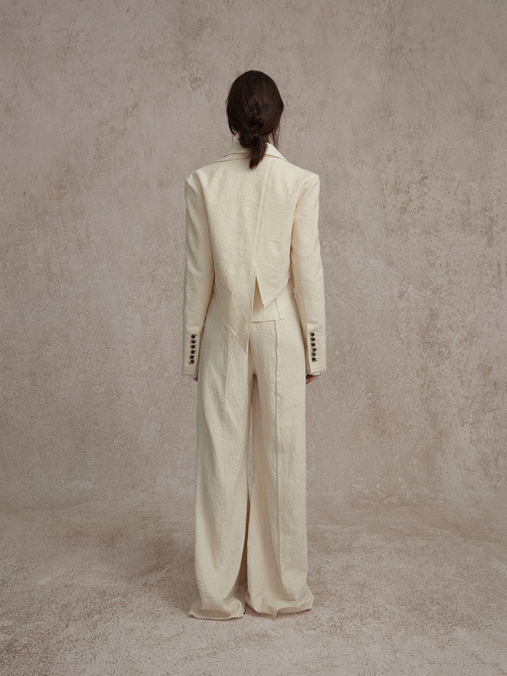 White Split Shaped Collar Jacket